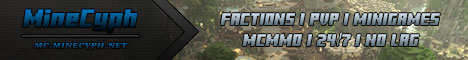 [MineCyph] 1.6.2 | Factions | PvP | McMMO | Paintball | CTF | 24/7 